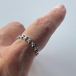 Sterling Silver Eternity Stars Band Ring: Celestial Boho Jewelry